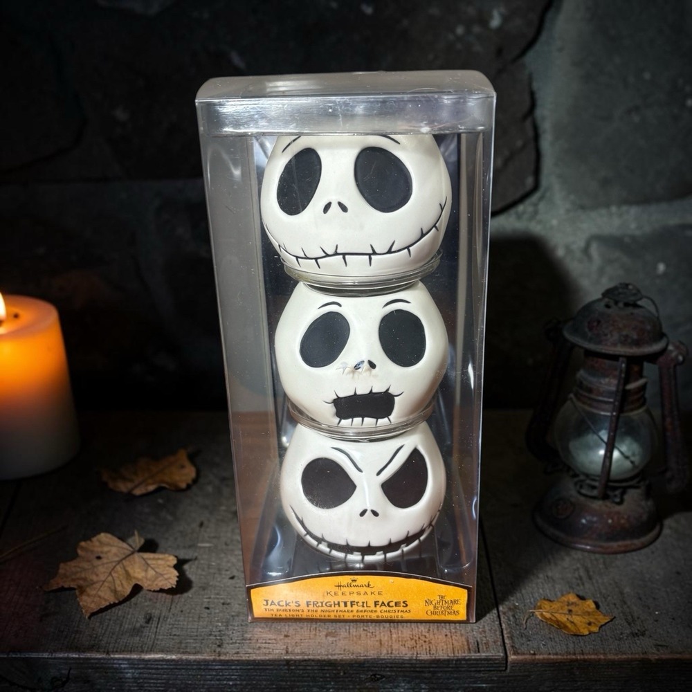 Hallmark Nightmare Before Christmas Jack Frightful Faces Candle Holders 2008 NOS